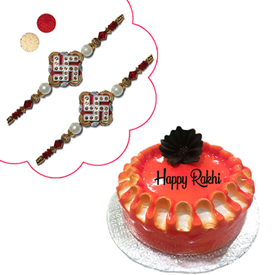 "Rakhi - ZR-5090 A- (2 RAKHIS), Butterscotch cake - 1kg - Click here to View more details about this Product